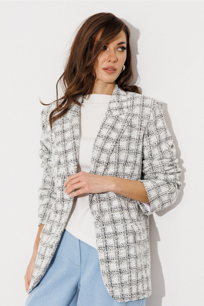 Жакет Butеr 3210 бело-серая_клетка - фото 1