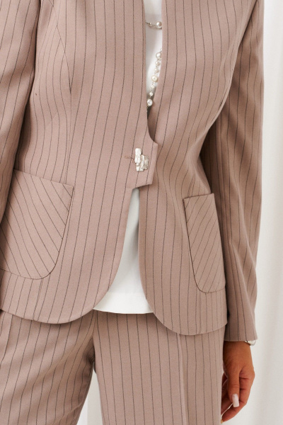 Блуза, брюки, жакет Beautiful&Free 6416 полоска_капучино - фото 5