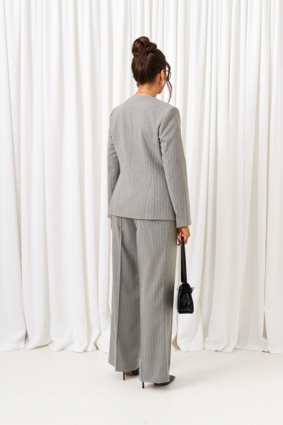 Блуза, брюки, жакет Beautiful&Free 6416 полоска_серый - фото 5