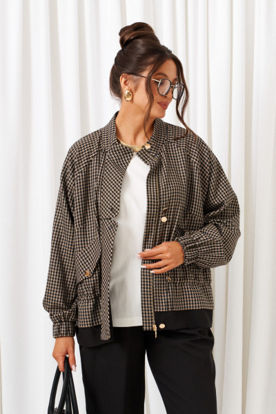 Блуза, брюки, жакет Beautiful&Free 6420 оливково-черный - фото 5