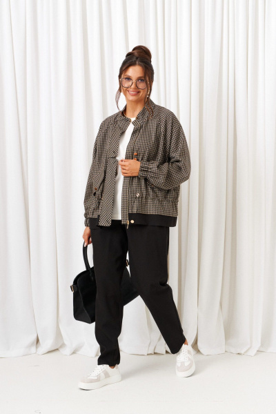 Блуза, брюки, жакет Beautiful&Free 6420 оливково-черный - фото 8