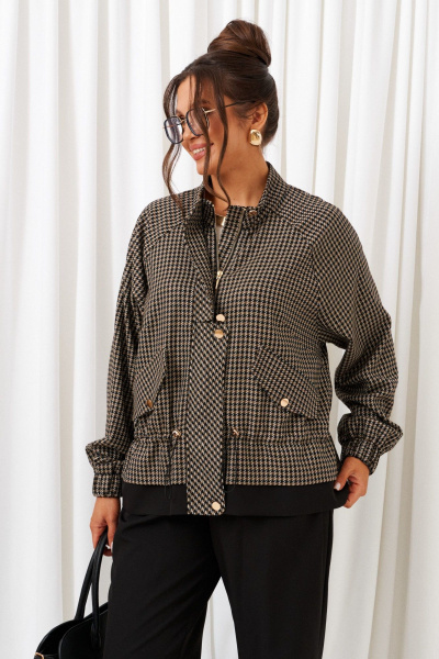 Блуза, брюки, жакет Beautiful&Free 6420 оливково-черный - фото 4