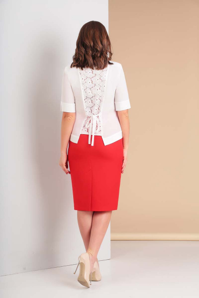 Блуза, юбка Милора-стиль 615 белый/красный - фото 2