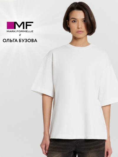 Футболка Mark Formelle 112961/24-29525П-0 белый_печать11_1сл_аппликация_из_страз_спинка - фото 1