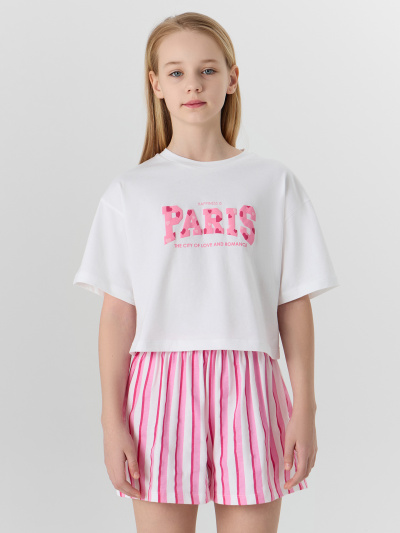 Футболка, шорты Mark Formelle 397764/25-39435П-0 белый_розовая_полоска_1_сл_на_пол - фото 1