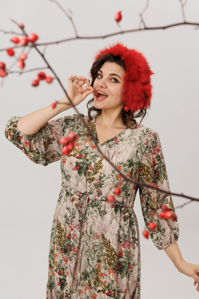 Платье Anelli 1805 кремовая-виола - фото 3