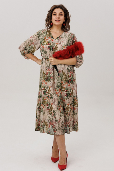 Платье Anelli 1805 кремовая-виола - фото 2