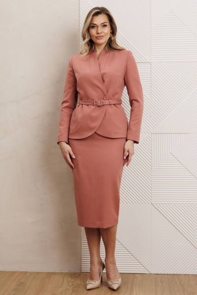 Жакет, юбка Мода Юрс 25-2940 пудра - фото 1