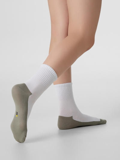 Носки Mark Formelle 444K-3078/B3-25444K белый_оливка_рис.3078 - фото 1