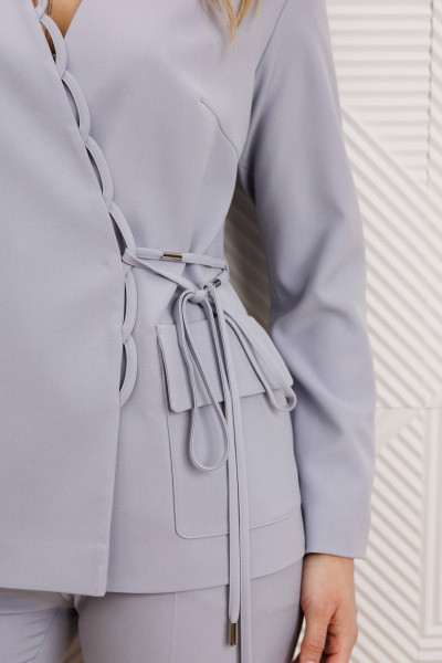 Брюки, жакет Мода Юрс 25-2939 серо-голубой - фото 7