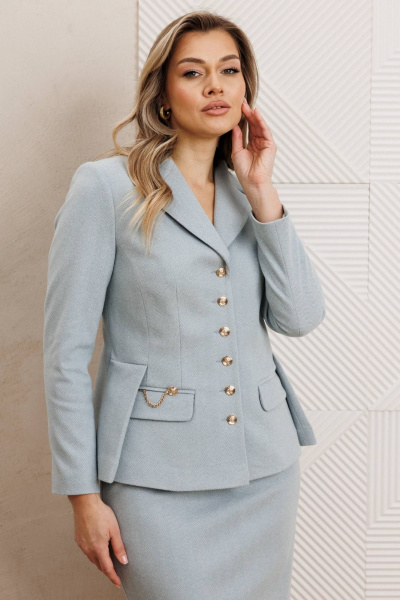 Жакет, юбка Мода Юрс 25-2931 небесная_бирюза - фото 4