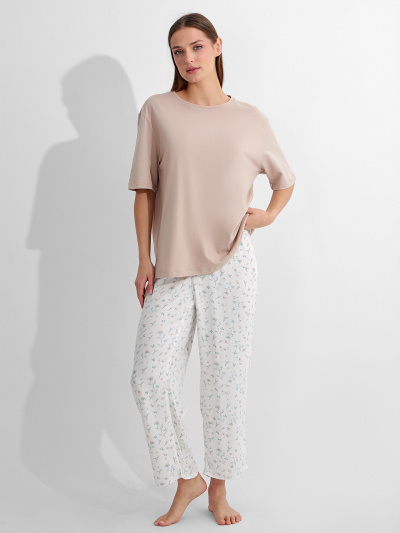 Брюки, футболка Mark Formelle 592541/25-34509ПП-14 бежевый_цветы_на_холодном_молоке - фото 1