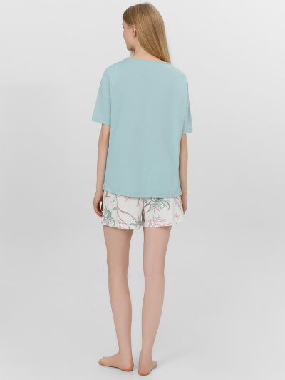 Футболка, шорты Mark Formelle 592542/25-35487ПП-6 св.шалфей_цветы_на_св.молочном - фото 1