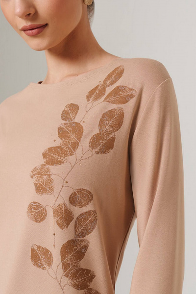 Лонгслив Nelva 23121 бежевый - фото 2