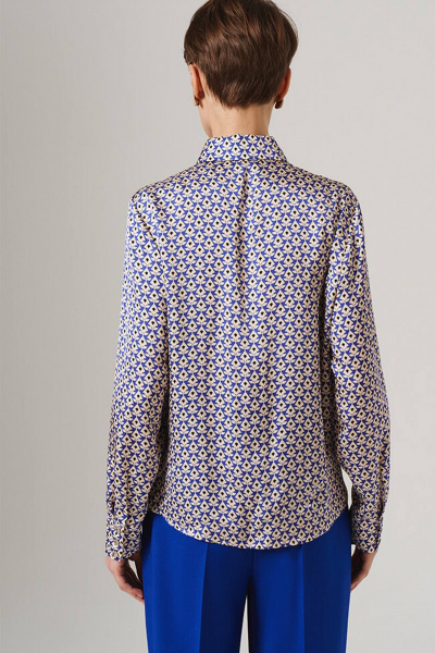 Блуза Nelva 23145 бежево-васильковый принт - фото 5