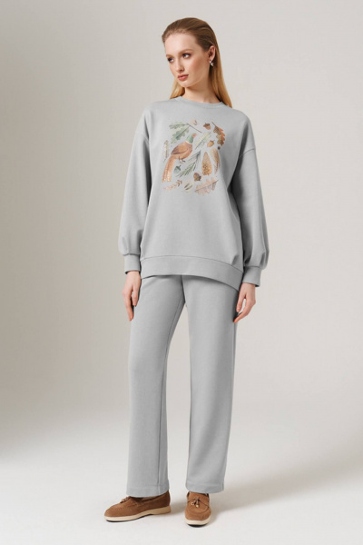 Свитшот Nelva 23148 серый - фото 1