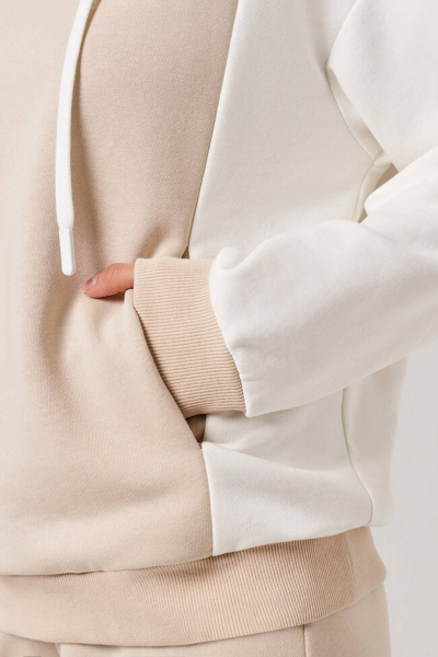 Худи Nelva 23151 бежевый/молочный - фото 4
