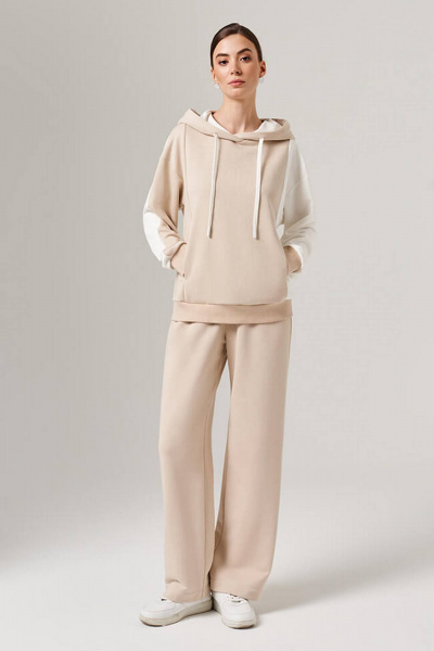 Худи Nelva 23151 бежевый/молочный - фото 2