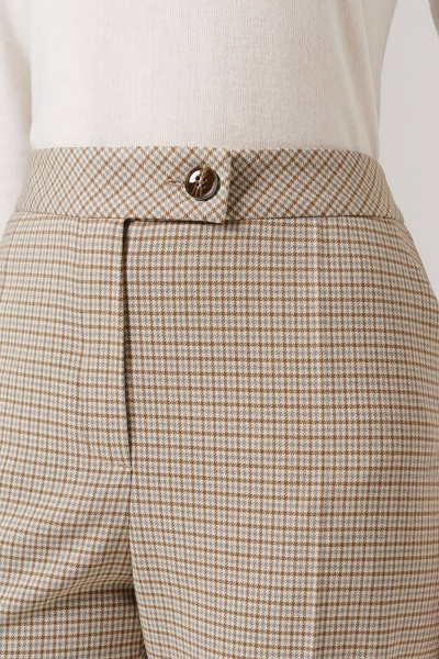 Брюки Nelva 31091 бежево-оливковый клетка - фото 4