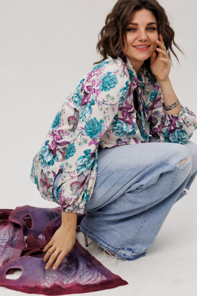 Блуза Anelli 1806 розы_лилии_пионы - фото 8