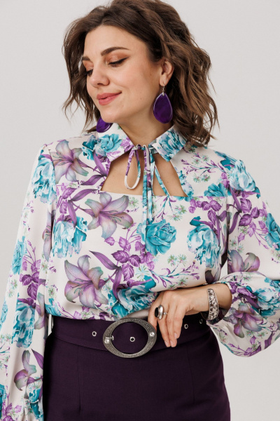 Блуза Anelli 1806 розы_лилии_пионы - фото 6