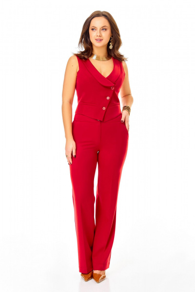 Брюки, жакет, жилет Ольга Стиль С-922 красный - фото 2
