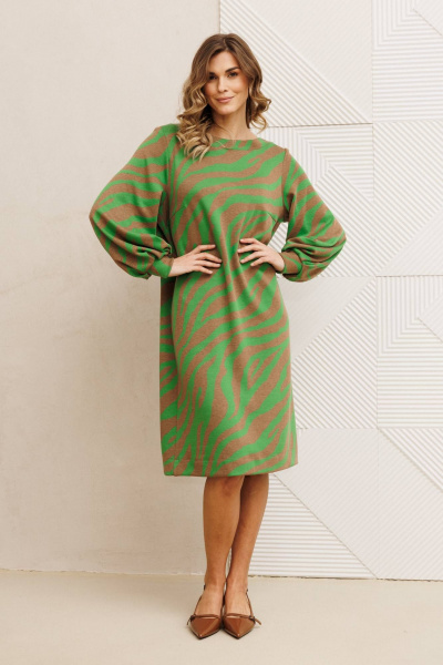 Платье Gizart 7385/1 бежево-зеленый - фото 5