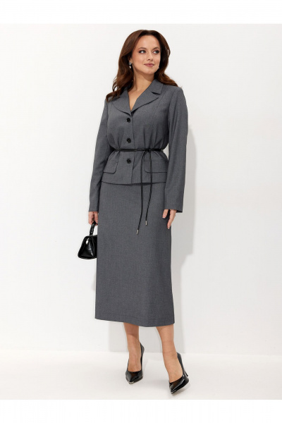 Жакет, юбка Liona Style 962 серый-меланж - фото 3