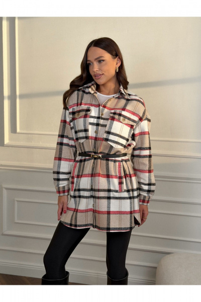 Рубашка Dilana VIP 2127 бежево-красный - фото 6