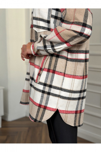 Рубашка Dilana VIP 2127 бежево-красный - фото 5