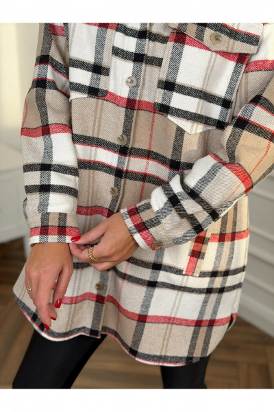 Рубашка Dilana VIP 2127 бежево-красный - фото 3