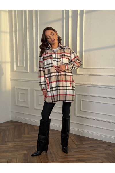 Рубашка Dilana VIP 2127 бежево-красный - фото 2
