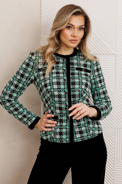 Брюки, жакет Мода Юрс 25-2950 черный_зеленый - фото 4