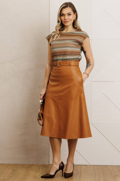 Жакет, юбка Мода Юрс 25-2850 рыжий - фото 8