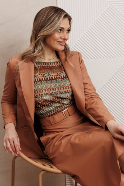 Жакет, юбка Мода Юрс 25-2850 бежевый - фото 7