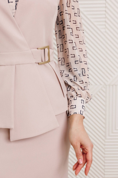 Блуза, жилет, юбка Мода Юрс 26-2538 пудра_принт - фото 3