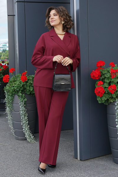 Брюки, жакет Alani Collection 2437 бордо - фото 7