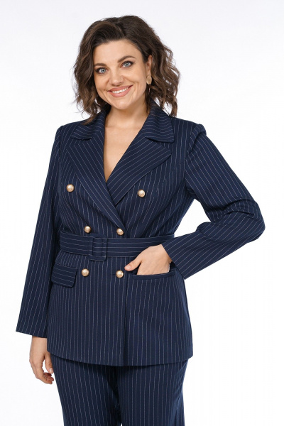 Брюки, жакет Alani Collection 2486 синий_полоска - фото 12
