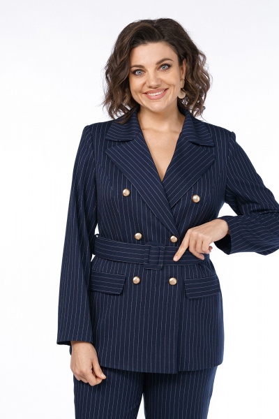 Брюки, жакет Alani Collection 2486 синий_полоска - фото 8