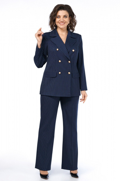 Брюки, жакет Alani Collection 2486 синий_полоска - фото 1