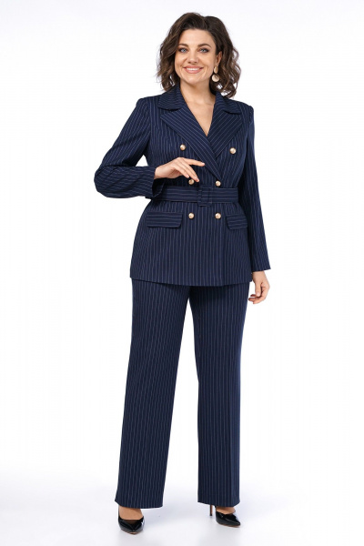 Брюки, жакет Alani Collection 2486 синий_полоска - фото 3