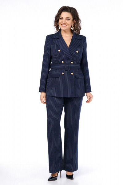 Брюки, жакет Alani Collection 2486 синий_полоска - фото 2