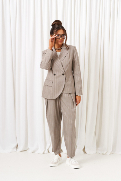 Блуза, брюки, жакет Beautiful&Free 6418 песочная_полоска - фото 2