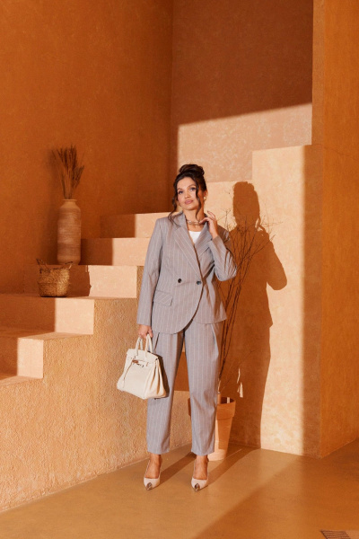 Блуза, брюки, жакет Beautiful&Free 6418 песочная_полоска - фото 9