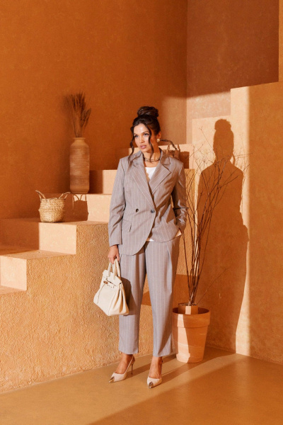 Блуза, брюки, жакет Beautiful&Free 6418 песочная_полоска - фото 8