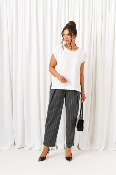 Блуза, брюки, жакет Beautiful&Free 6418 серая_полоска - фото 6