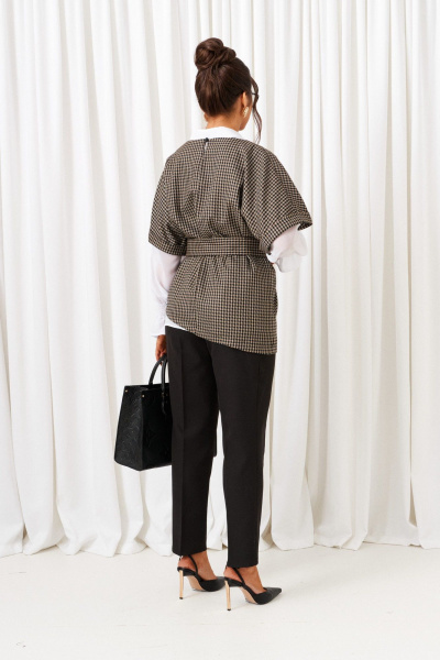 Блуза, брюки, жилет Beautiful&Free 6419 оливково-черный - фото 6