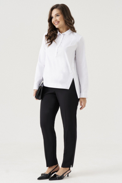 Классическая женская блузка из хлопка с вытачками Панда 35840z белый - фото 2