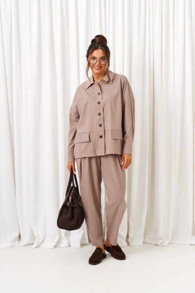 Брюки, рубашка Beautiful&Free 6414 полоска_капучино - фото 1
