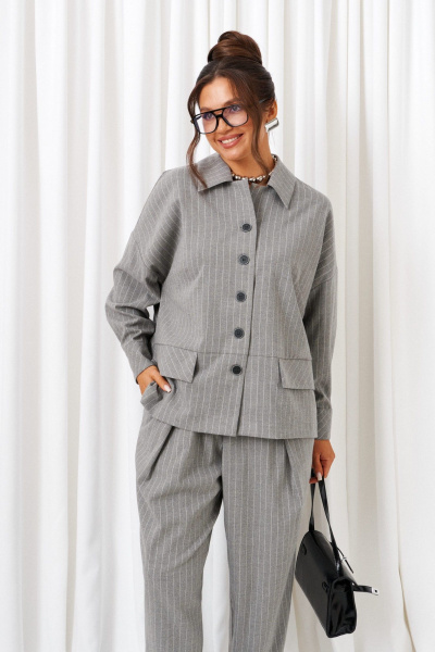 Брюки, рубашка Beautiful&Free 6414 полоска_серая - фото 11